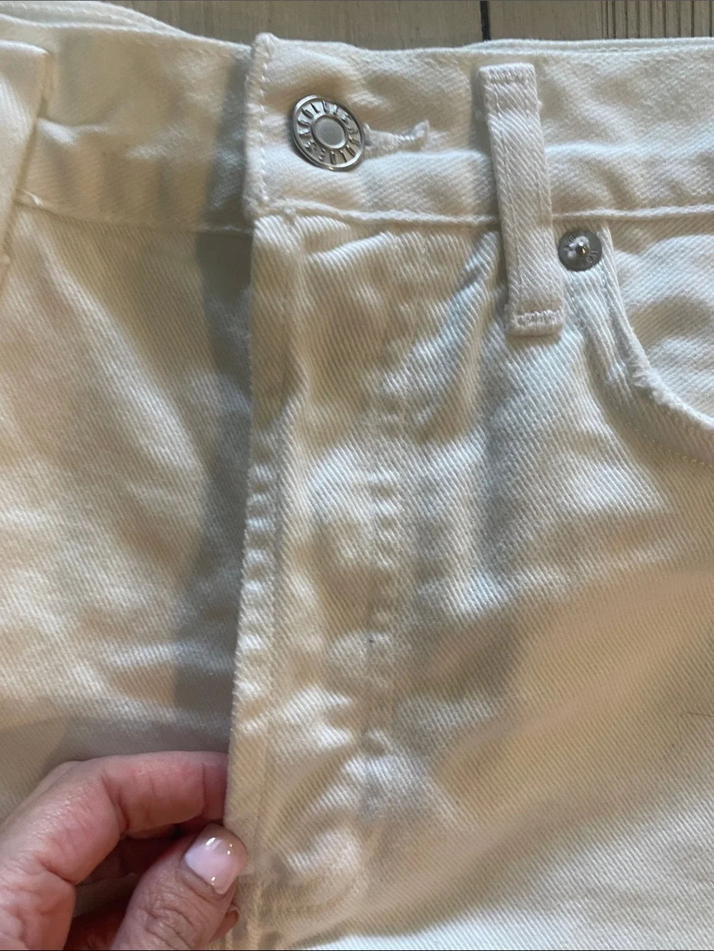 AGOLDE White Distressed Cutoff Denim Shorts